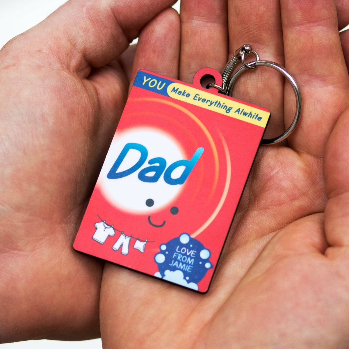 Personalised Laundry Themed Keyring For Dad - Of Life & Lemons®