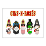 funny gins n rose wine postcard