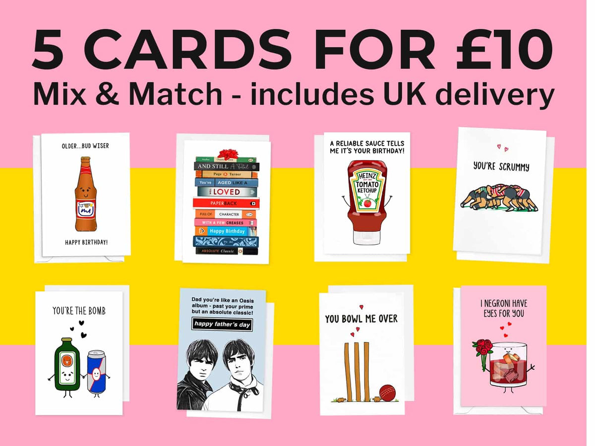a selection of card by of life and lemons to advertise the 5 cards for £10 offer