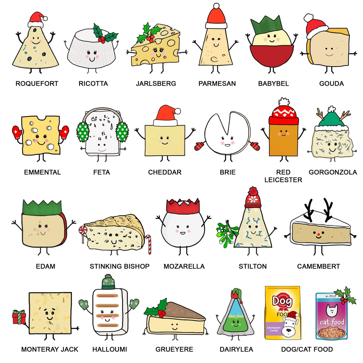 Personalised Cheese Family Christmas Cards - Of Life & Lemons®