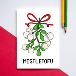 Christmas card with tofu pun and illustration