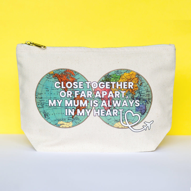 thoughtful gift for mum of make up bag with world map