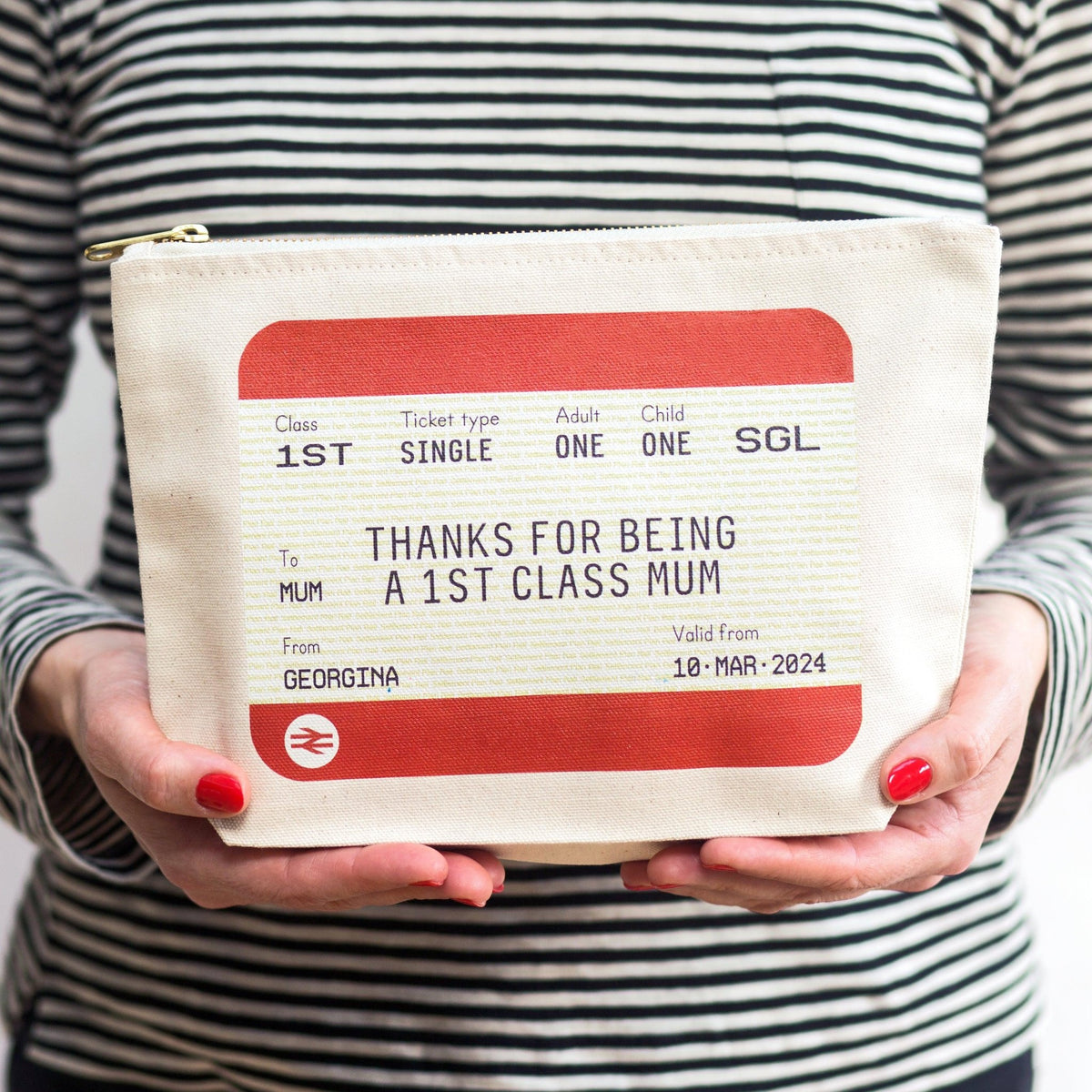 Personalised Train Ticket Cosmetic Bag For Mum - Of Life & Lemons®
