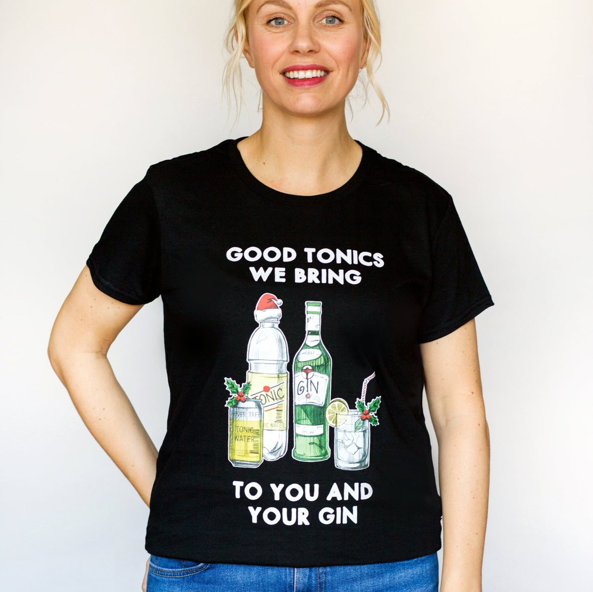 'Good Tonics We Bring' Ladies Christmas T-Shirt - Of Life & Lemons®