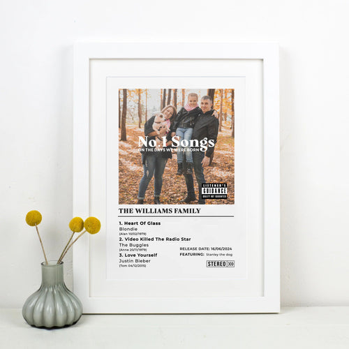 'No. 1 Songs On The Day We Were Born' Personalised Family Print