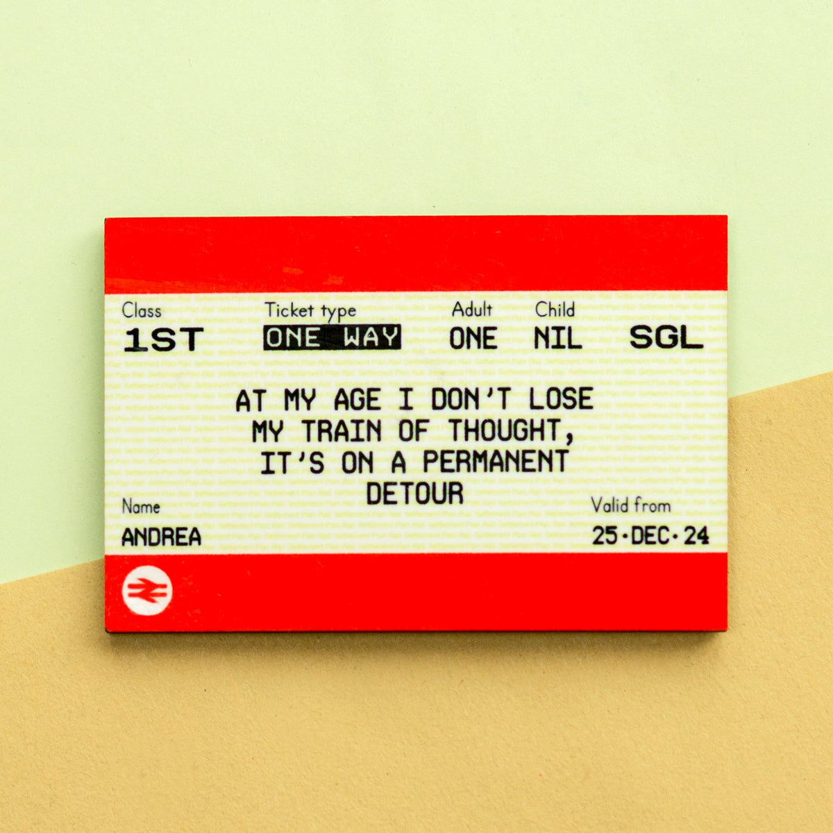 Funny Personalised Train Ticket Fridge Magnet - Of Life & Lemons®