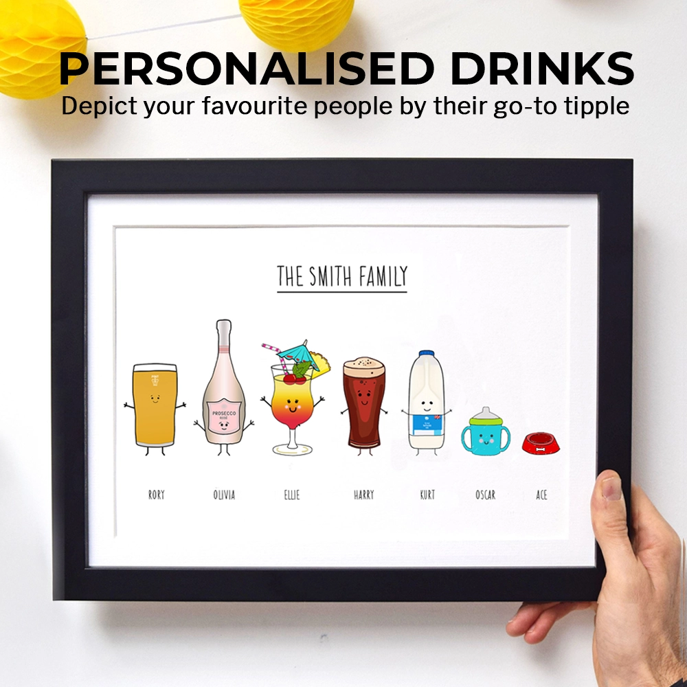 a video showingyour family is shown as their favourite drinks in a unique portrait