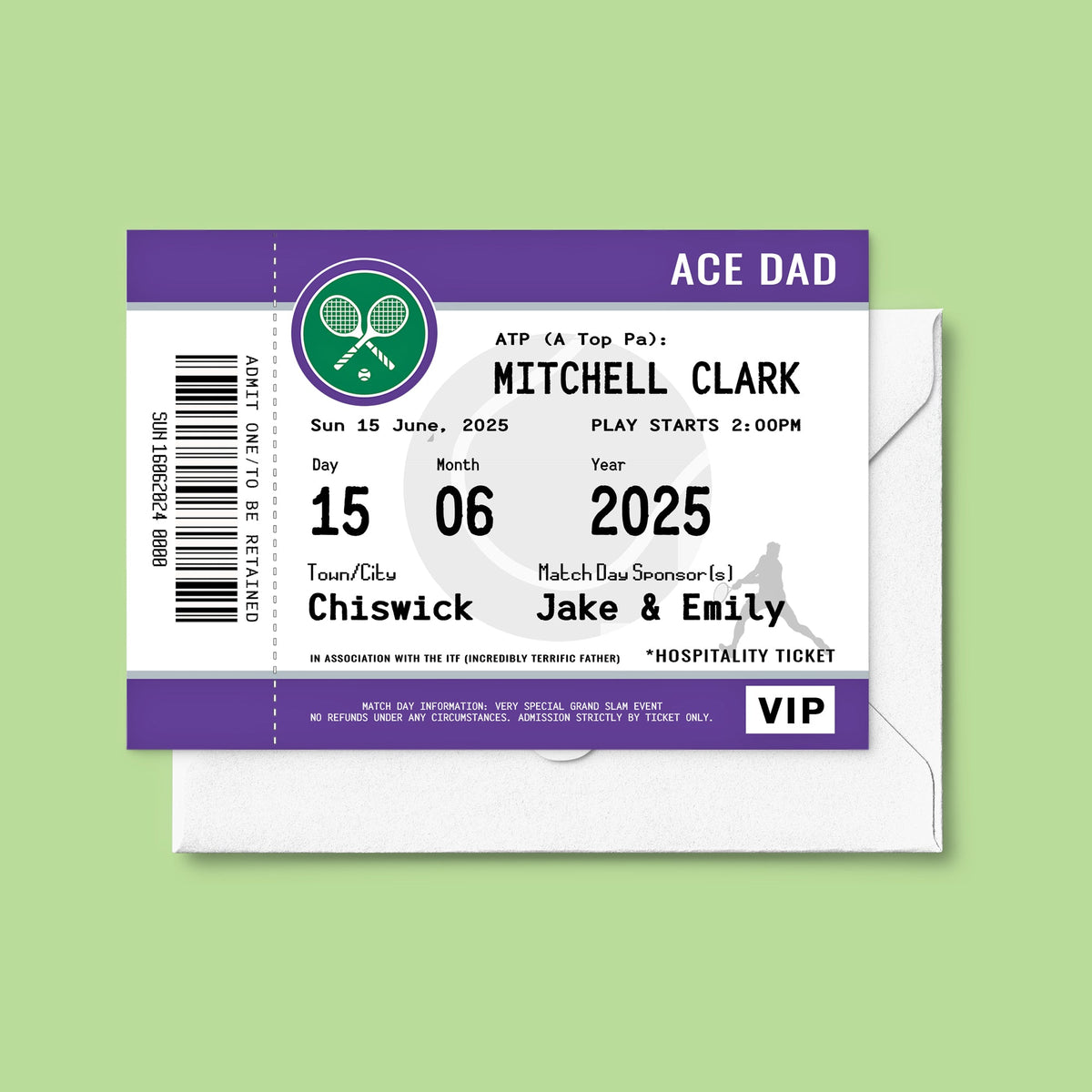 Personalised Tennis Card For Dad - Of Life & Lemons®