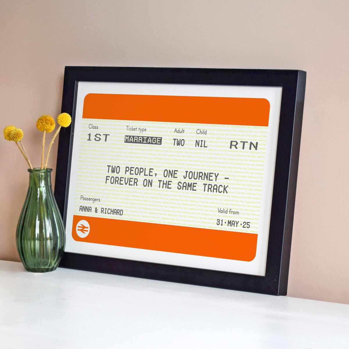 Personalised Train Ticket Wedding Print - Of Life & Lemons®