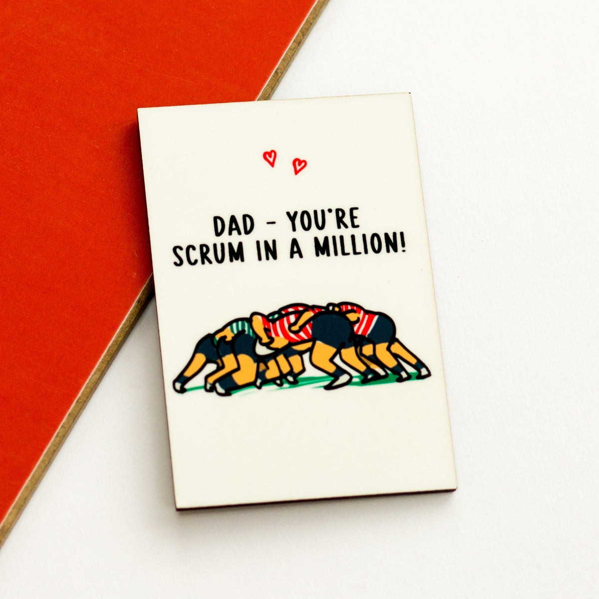 a funny fridge magnet for dad featuring a rugby pun
