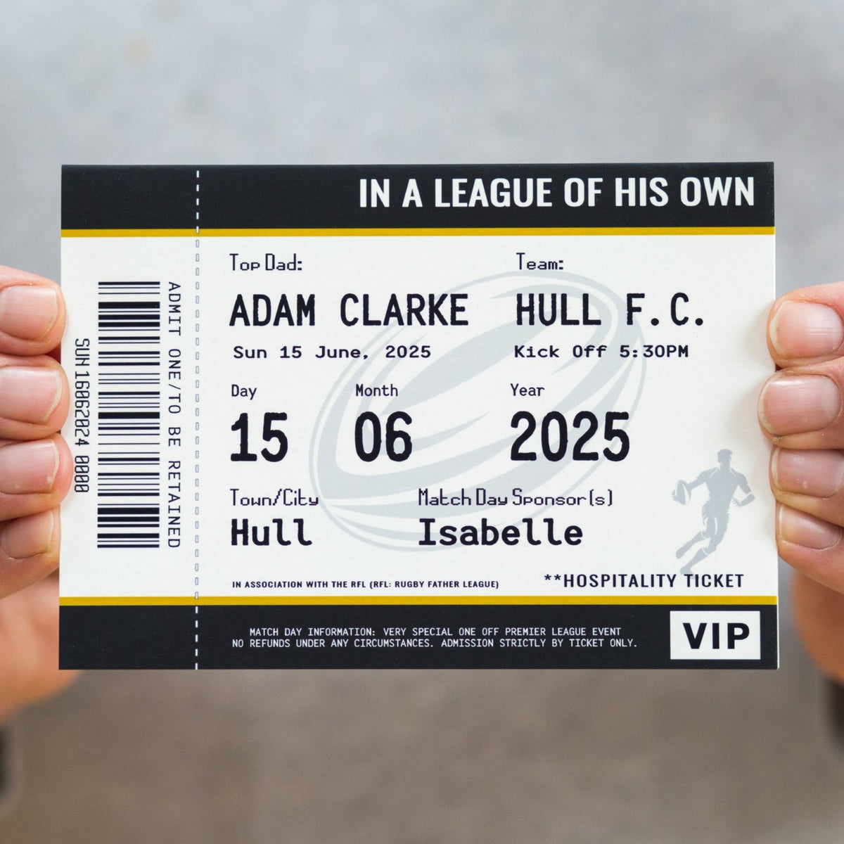 Personalised Rugby Ticket Card For Dad - Of Life & Lemons®