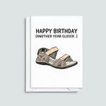 Funny birthday card about comfy sandals
