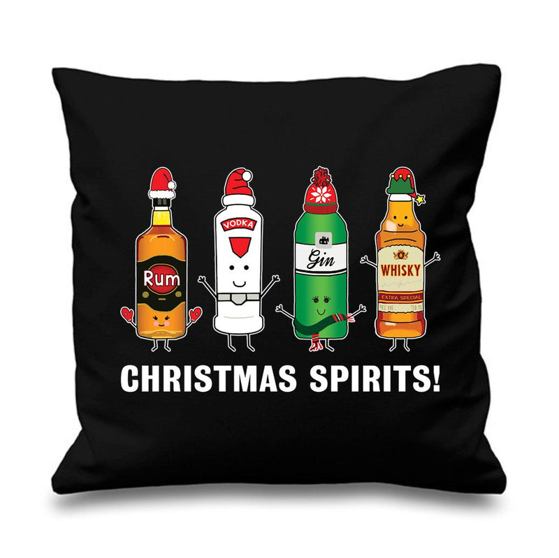 christmas scatter cushion with funny alcohol motif