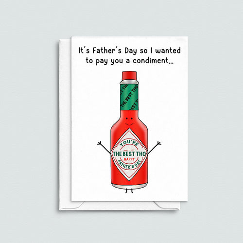 Father's day card using an illustration of a jar of Tabasco and a funny pun