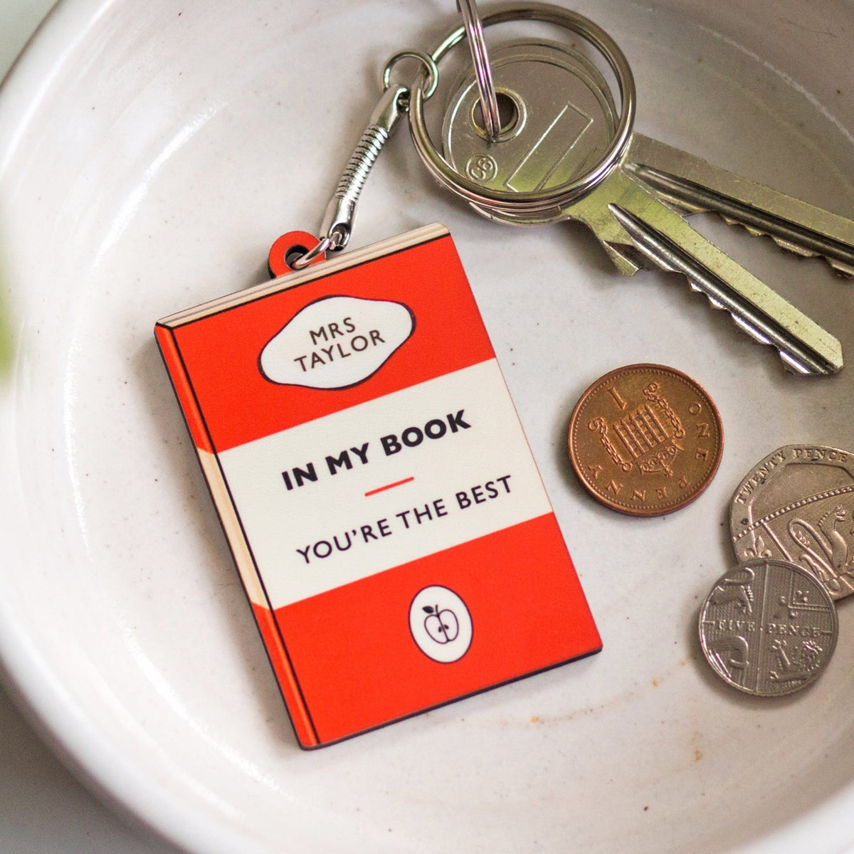 Personalised Book Themed Keyring For Teacher - Of Life & Lemons®
