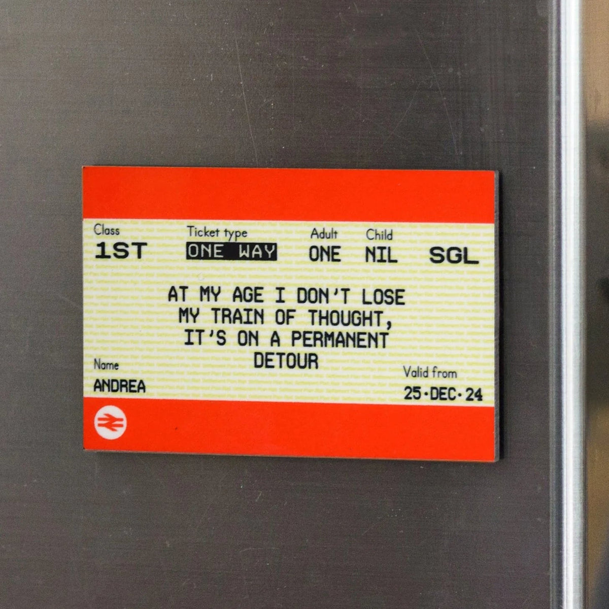 Funny Personalised Train Ticket Fridge Magnet - Of Life & Lemons®