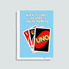 Card for Dad with an illustration of a pack of Uno cards and a funny pun