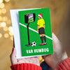 football themed christmas card with illustration and pun