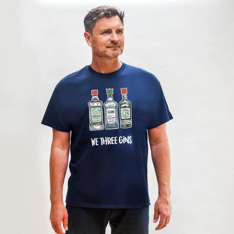 christmas t-shirt for men with gin illustration and pun