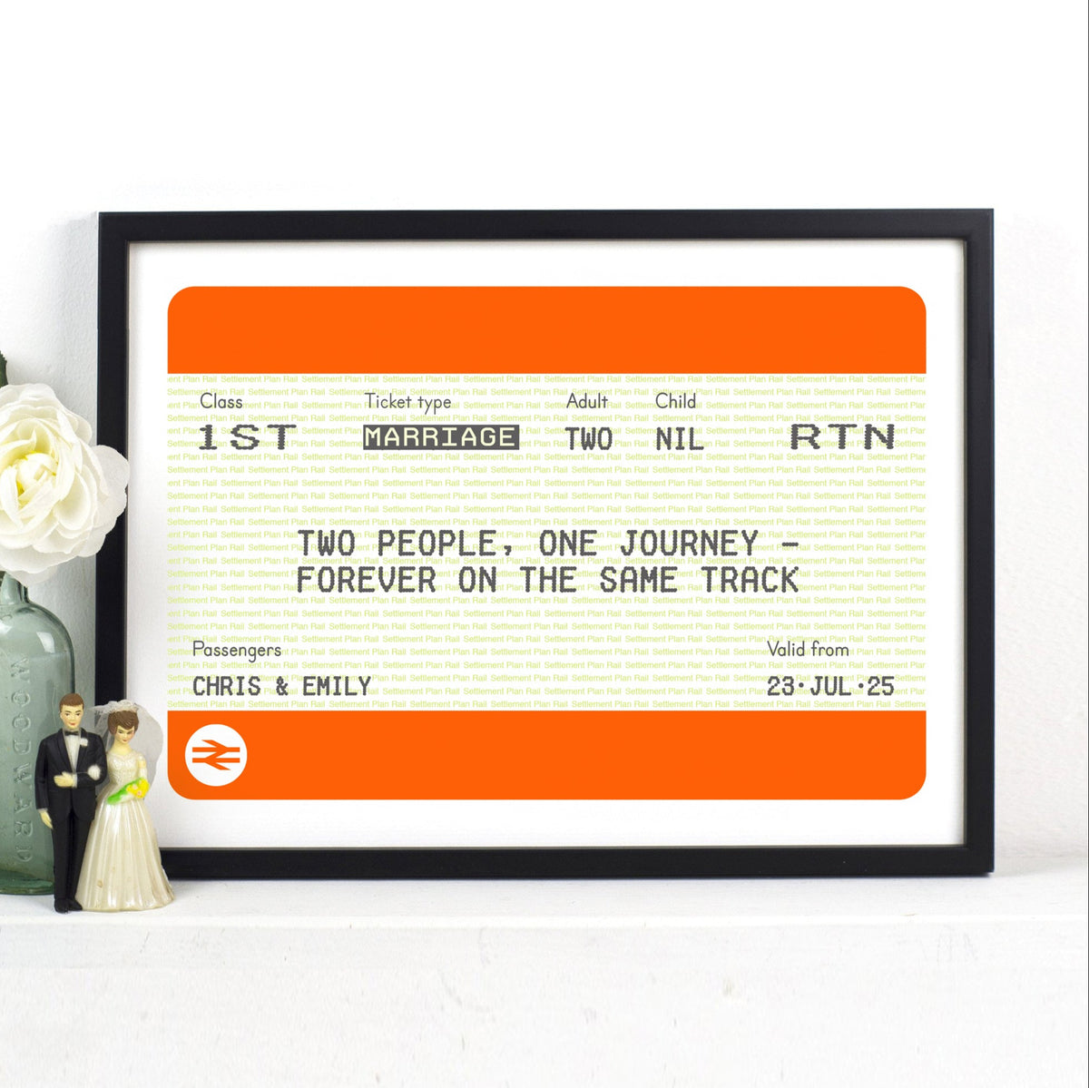 Personalised Train Ticket Wedding Print - Of Life & Lemons®