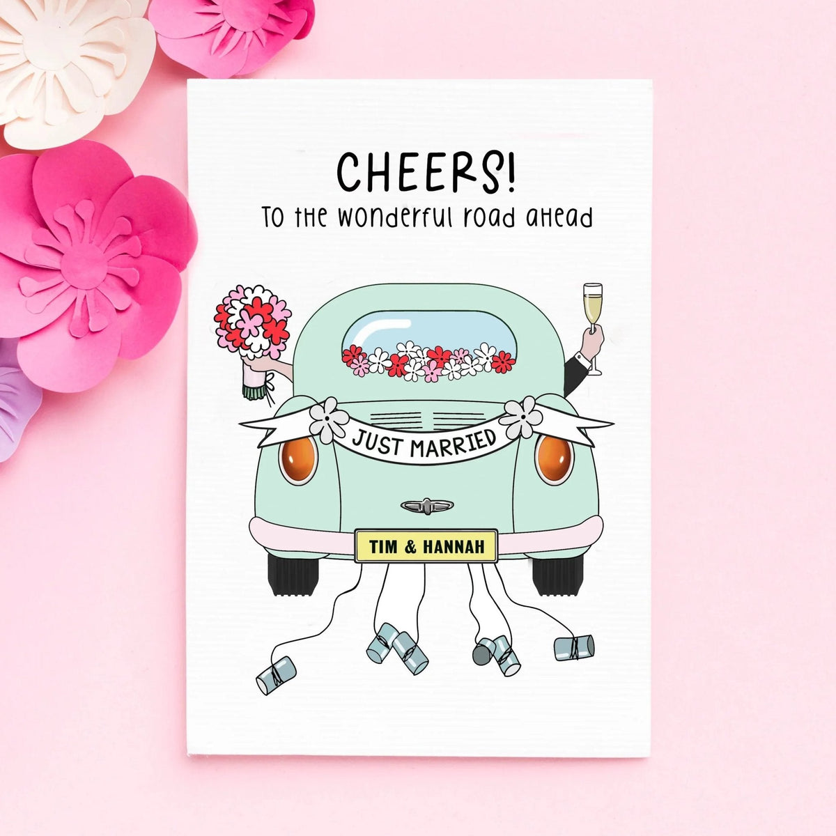 'Cheers To The Road Ahead' Personalised Wedding Card - Of Life & Lemons®