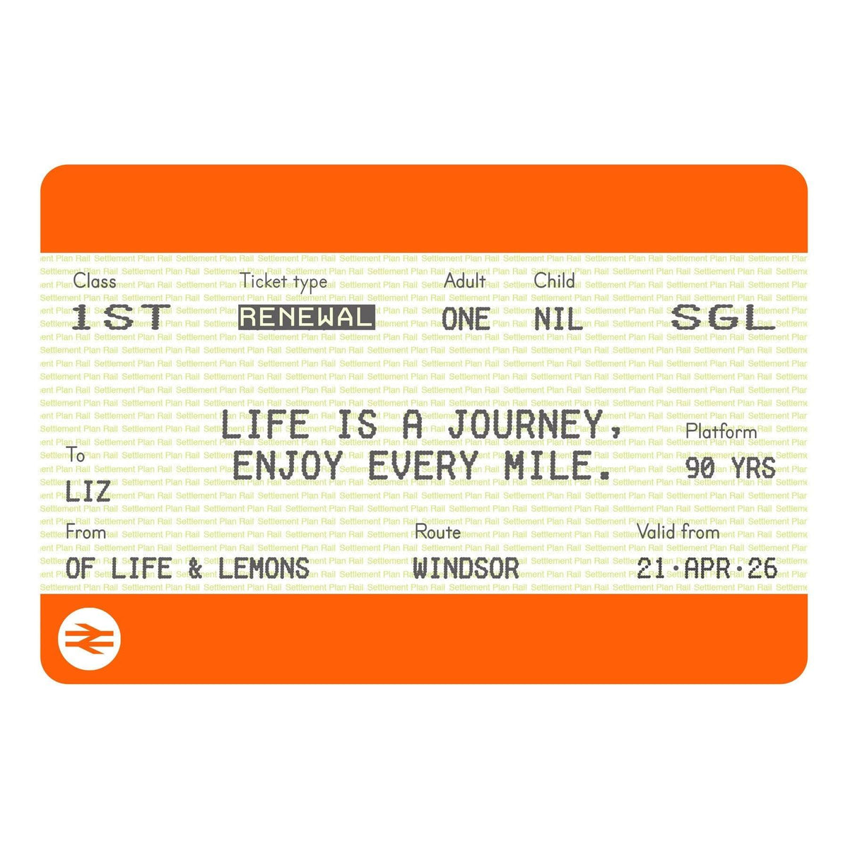 Personalised Train Ticket Birthday Print - Of Life & Lemons®