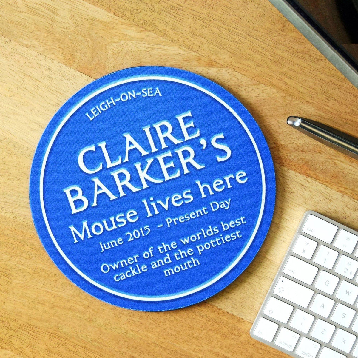 Personalised Blue Plaque Mouse Mat - Of Life & Lemons®