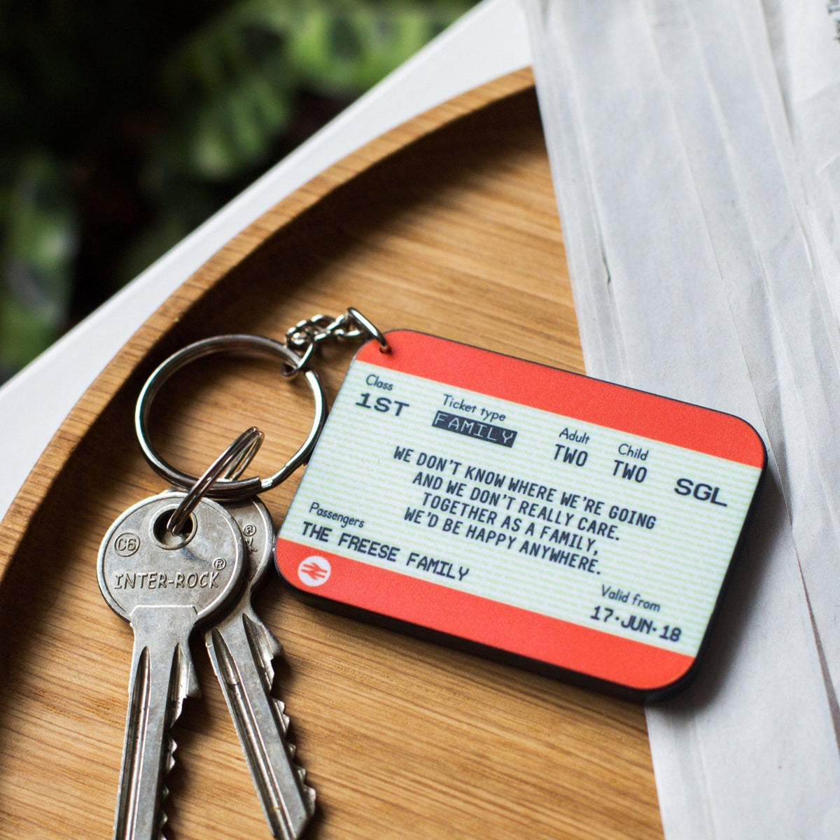 Personalised Family Train Ticket Keyring - Of Life & Lemons®