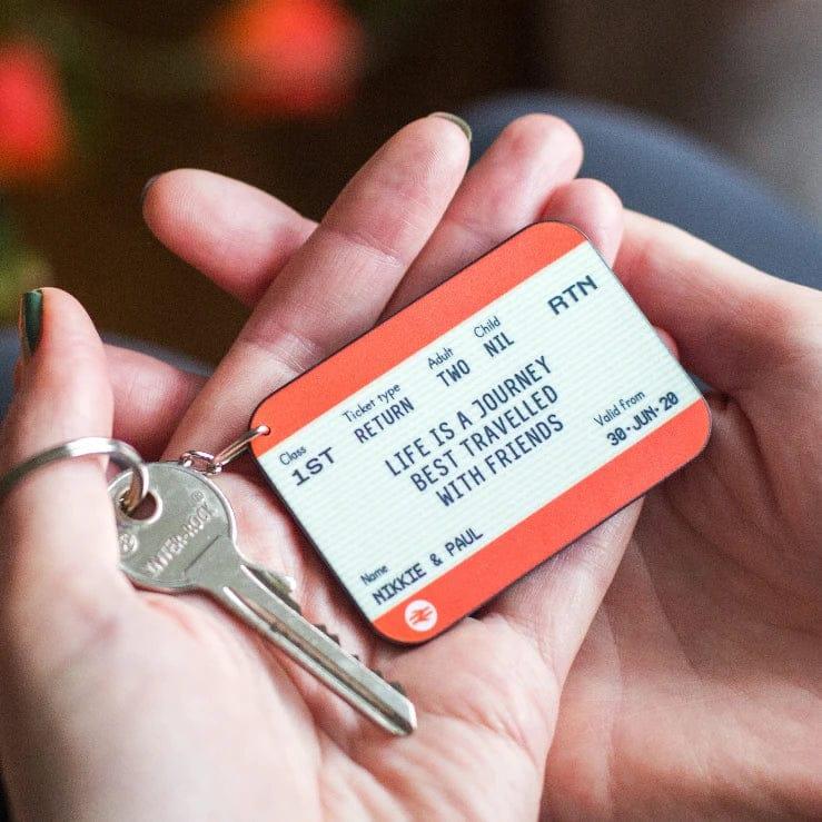 Personalised Train Ticket Friendship Keyring - Of Life & Lemons®