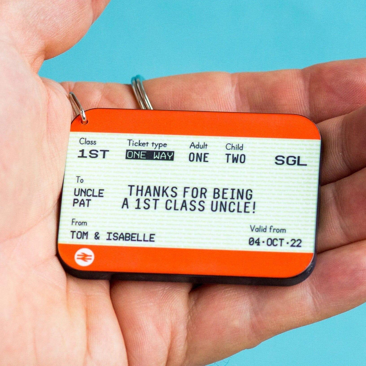 Personalised Train Ticket Keyring for Uncle - Of Life & Lemons®