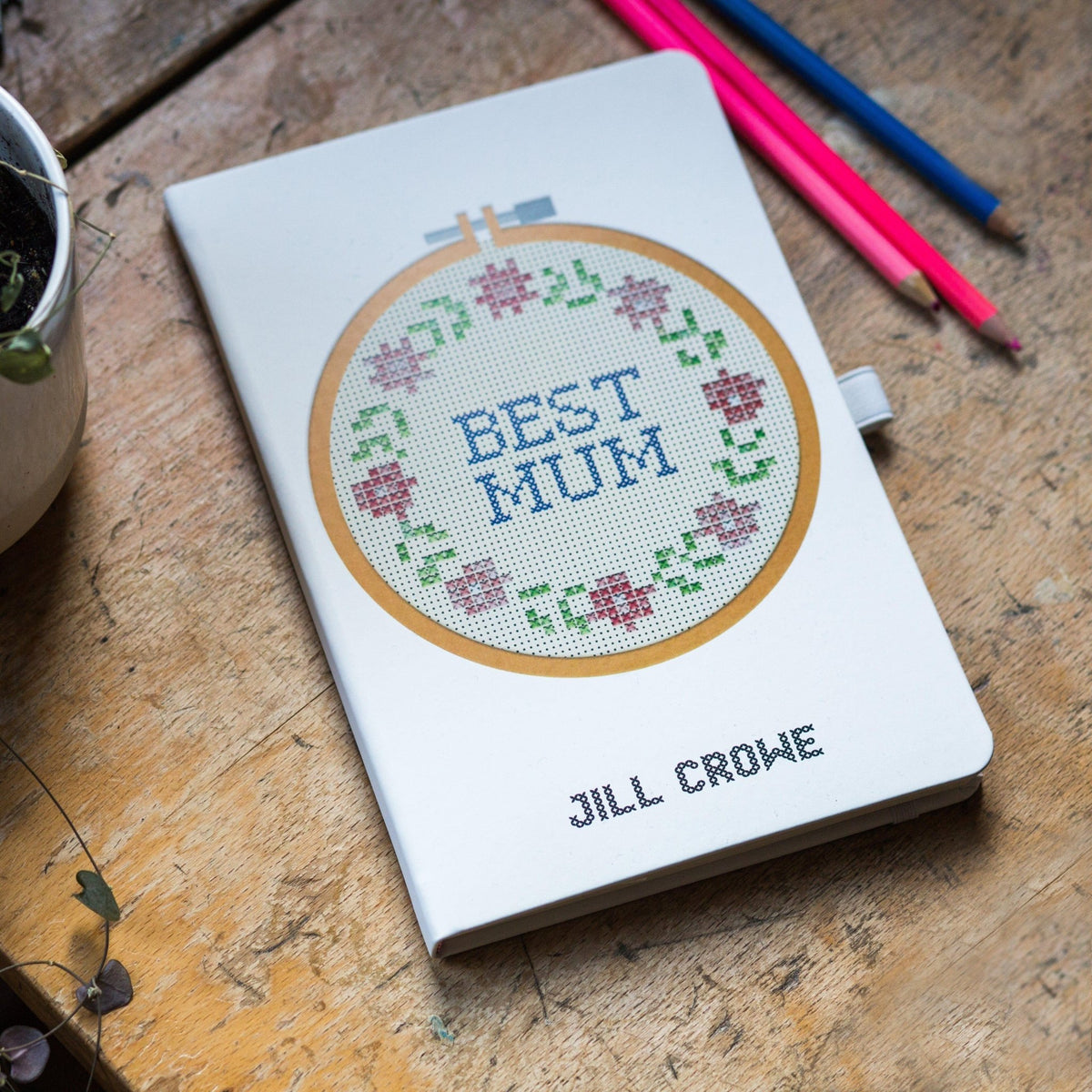 Cross Stitch 'Best Mum' Personalised Notebook - Of Life & Lemons®