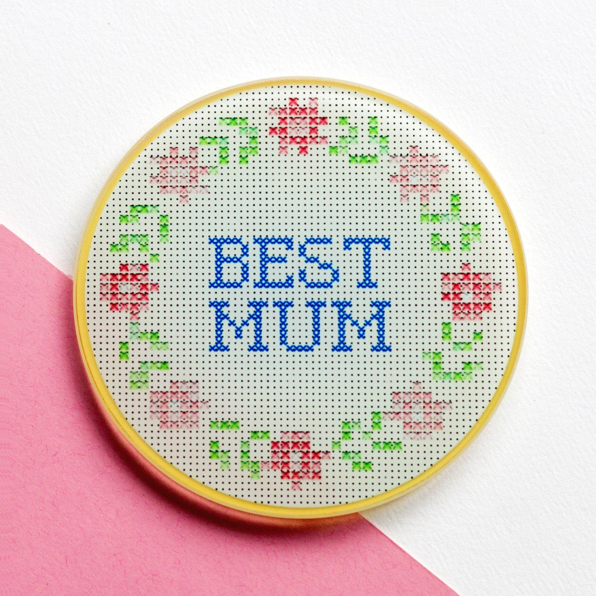 Cross Stitch 'Best Mum' Coaster - Of Life & Lemons®