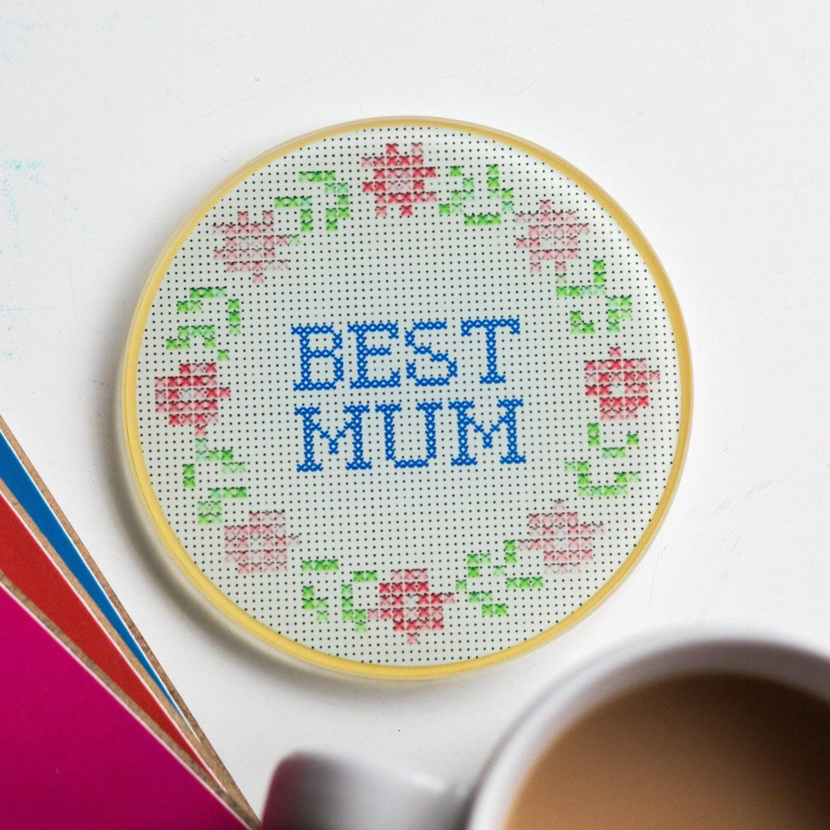 Cross Stitch 'Best Mum' Coaster - Of Life & Lemons®