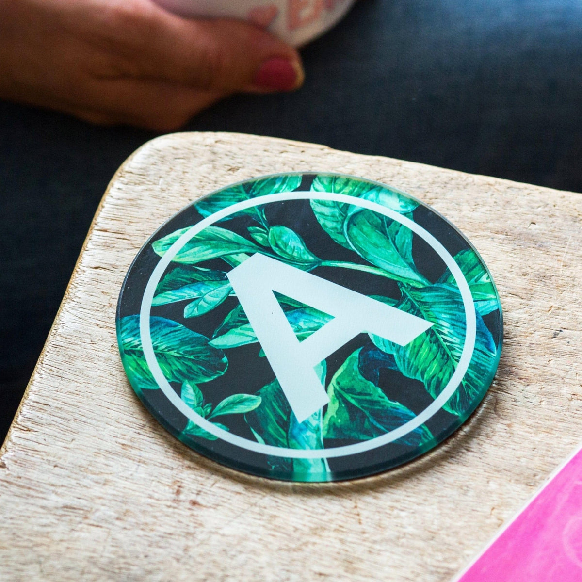 Custom Tropical Leaf Monogram Coaster - Of Life & Lemons®