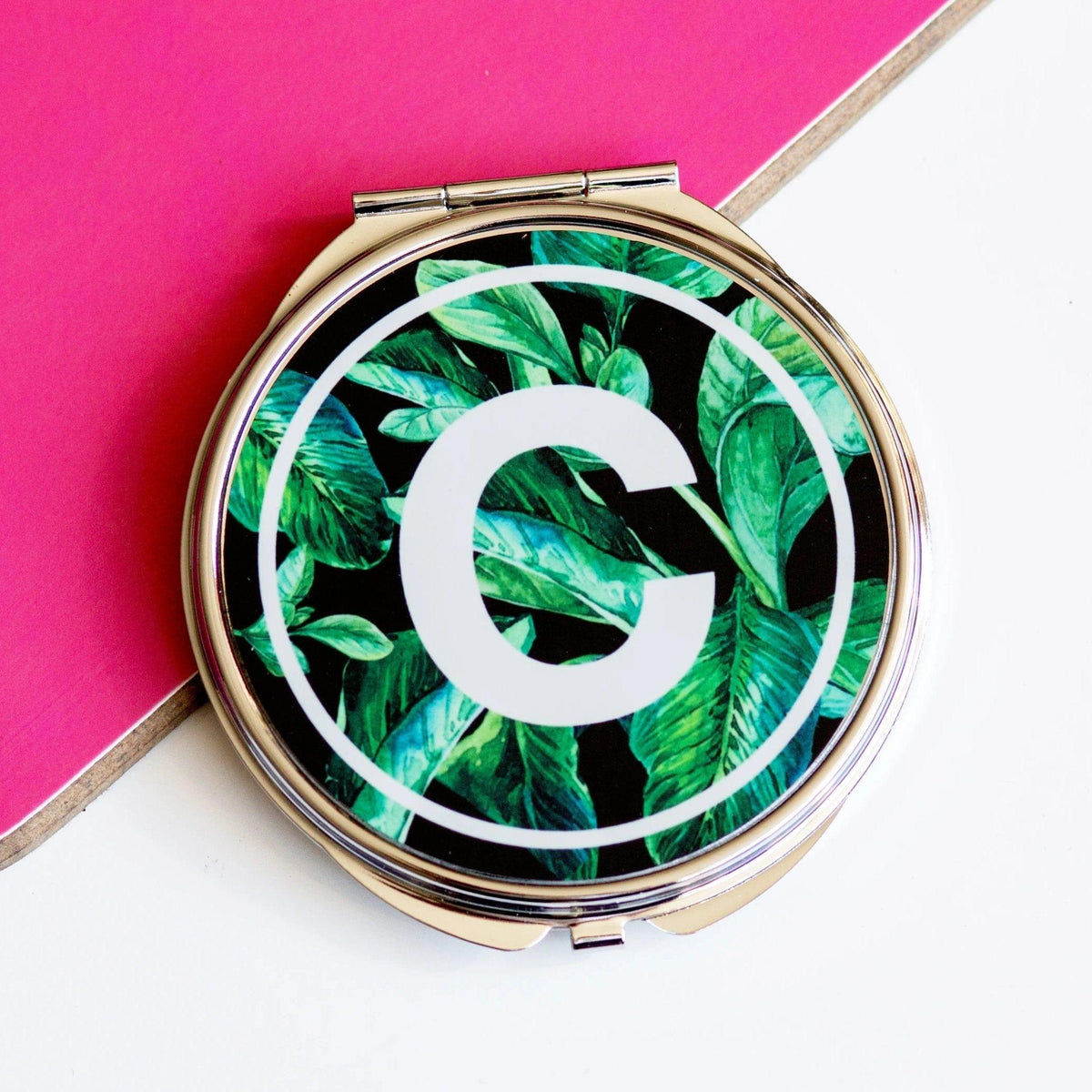 Tropical Leaf Monogram Compact Mirror - Of Life & Lemons®