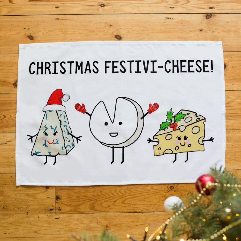 Funny Cheese Christmas Tea Towel Tea Towel Of Life & Lemons 