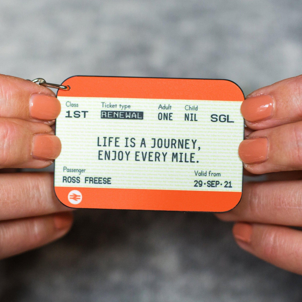 Personalised Train Ticket Birthday Keyring - Of Life & Lemons®