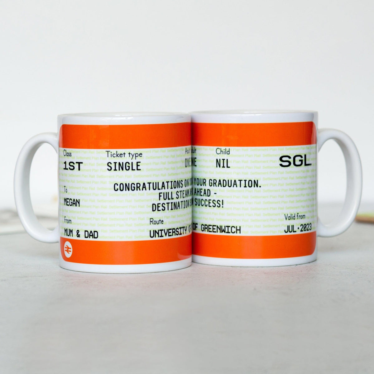 Train Ticket Personalised Graduation Mug - Of Life & Lemons®