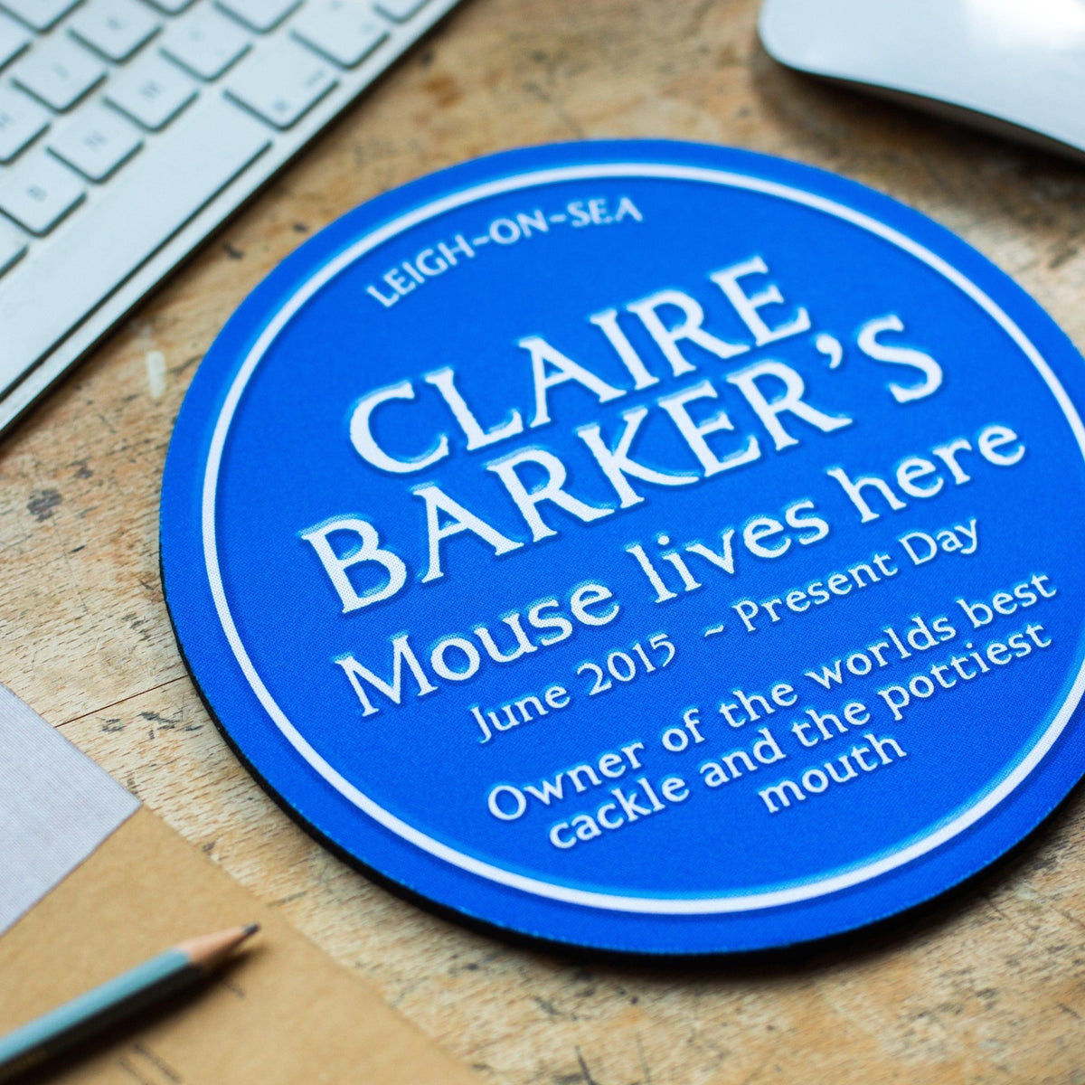 Personalised Blue Plaque Mouse Mat - Of Life & Lemons®
