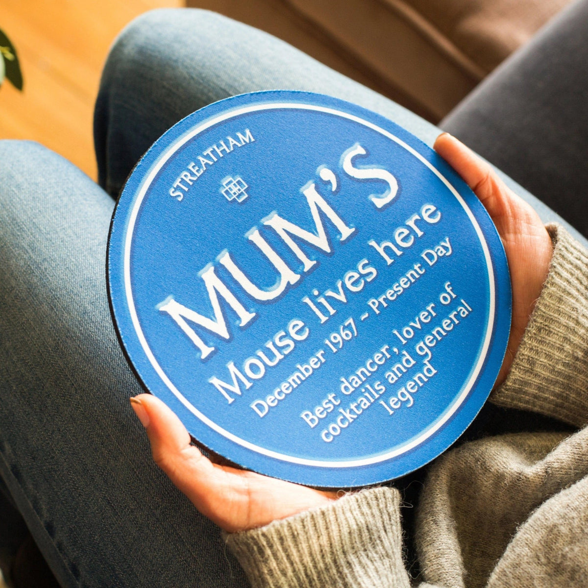 Personalised Blue Plaque Mouse Mat for Mum - Of Life & Lemons®