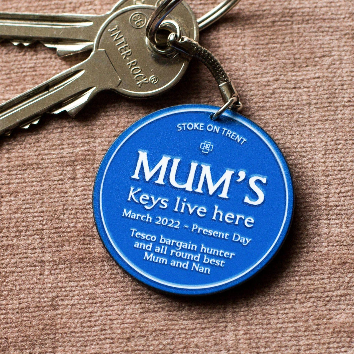 Personalised Blue Plaque Keyring for Mum - Of Life & Lemons®