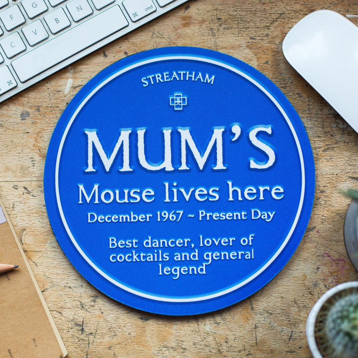 Personalised Blue Plaque Mouse Mat for Mum - Of Life & Lemons®