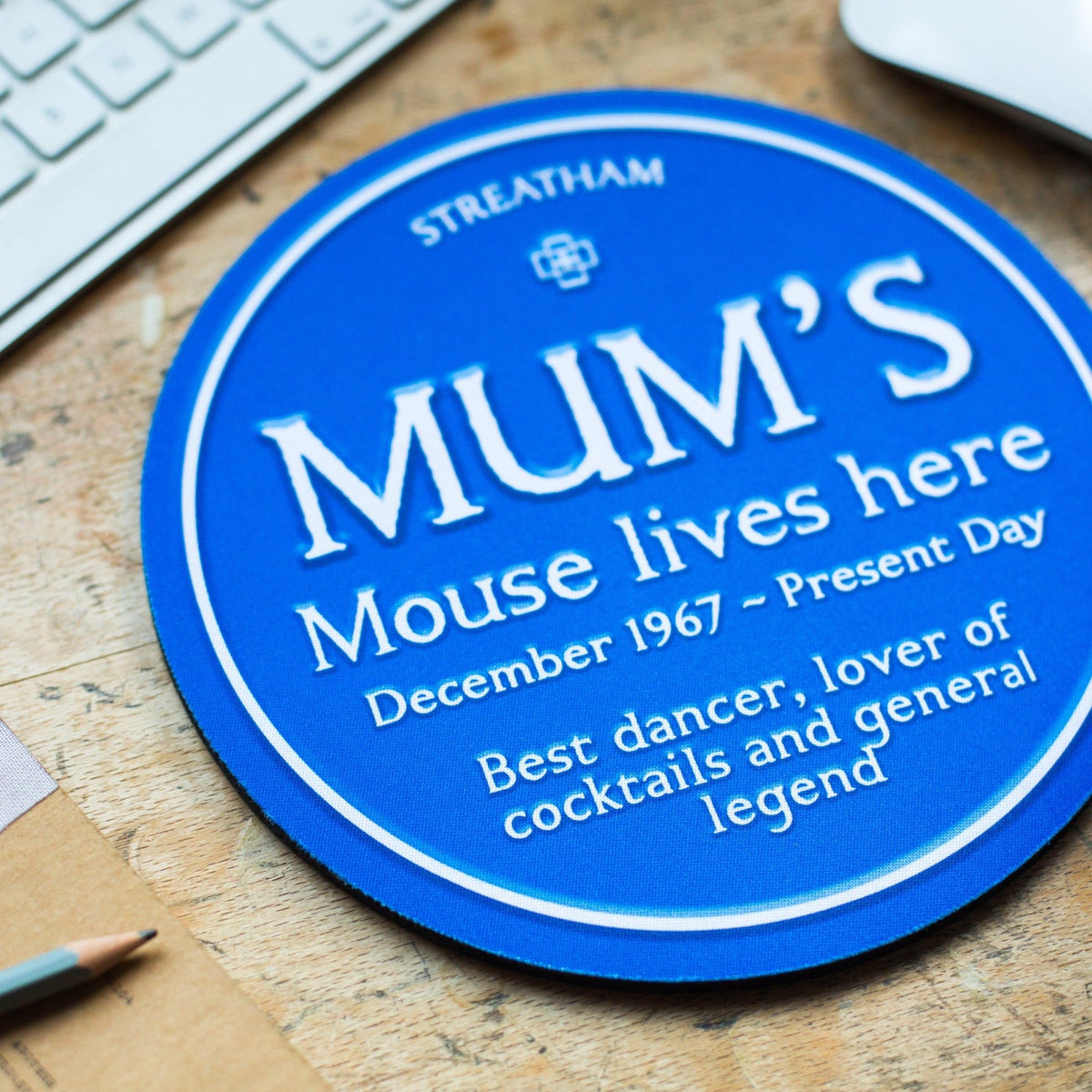 Personalised Blue Plaque Mouse Mat for Mum - Of Life & Lemons®