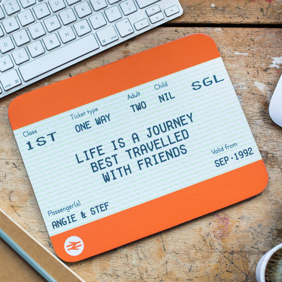 Personalised Friendship Train Ticket Mouse Mat - Of Life & Lemons®