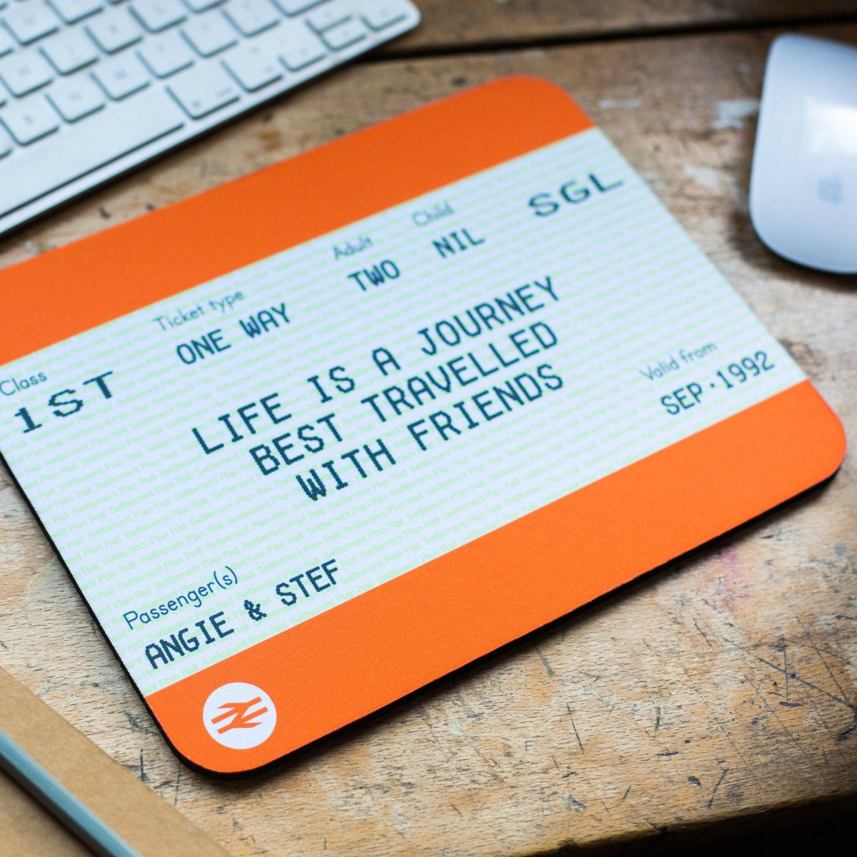 Personalised Friendship Train Ticket Mouse Mat - Of Life & Lemons®