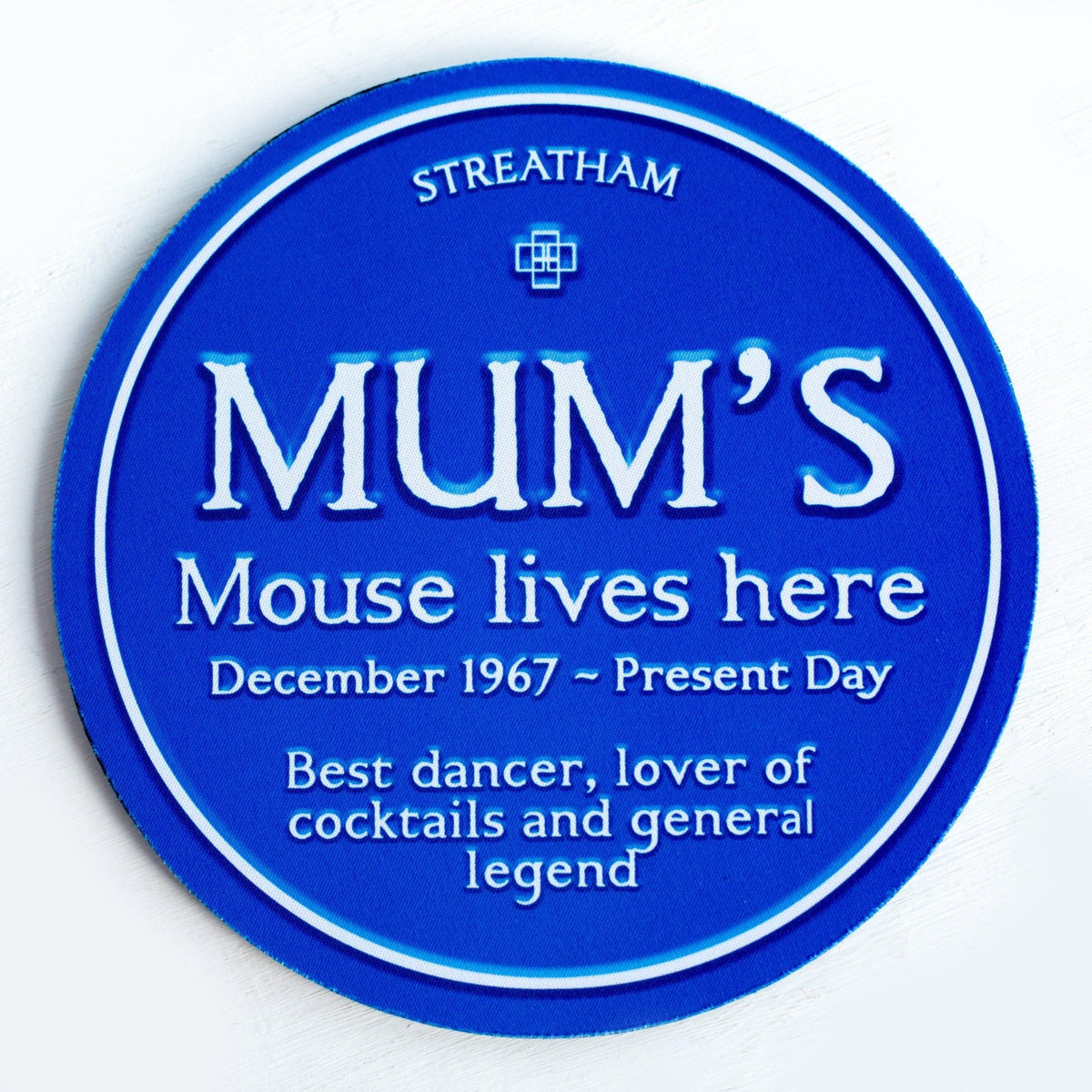 Personalised Blue Plaque Mouse Mat for Mum - Of Life & Lemons®