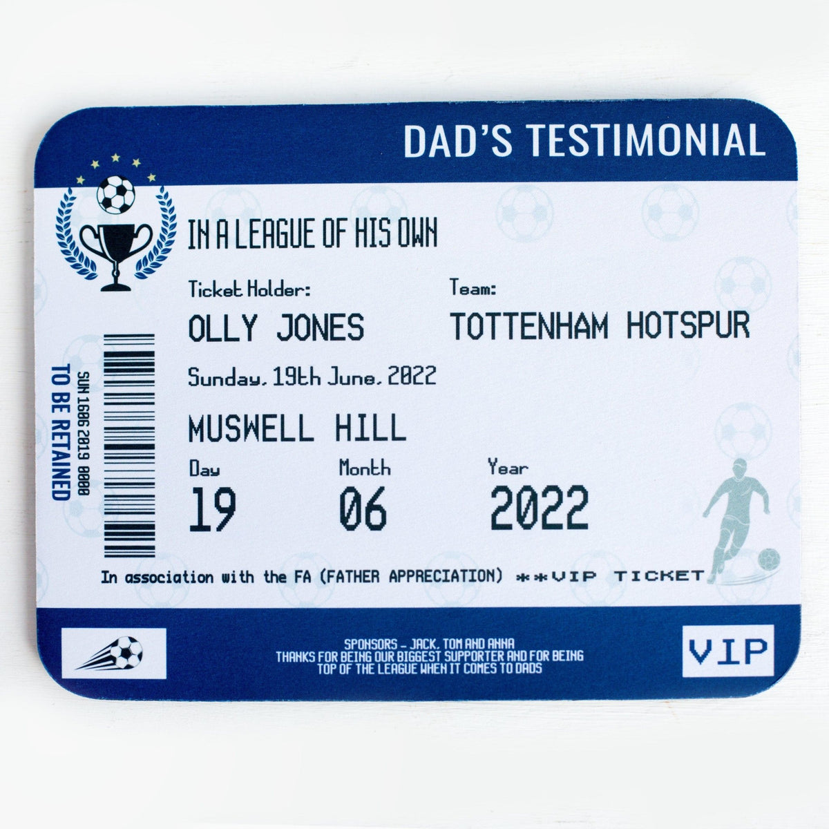 Personalised Football Mouse Mat for Dad - Of Life & Lemons®