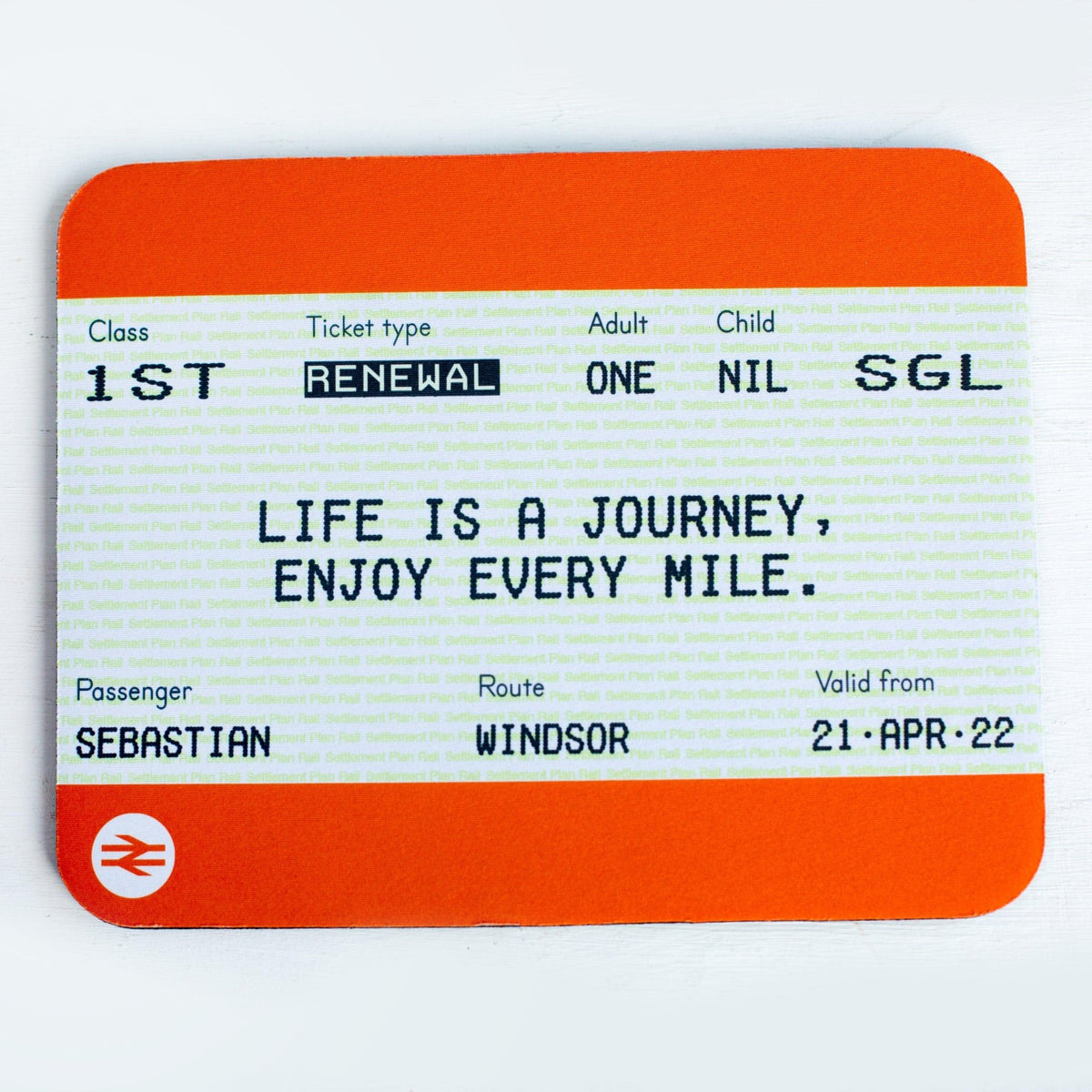 Personalised Train Ticket Mouse Mat Birthday Gift - Of Life & Lemons®