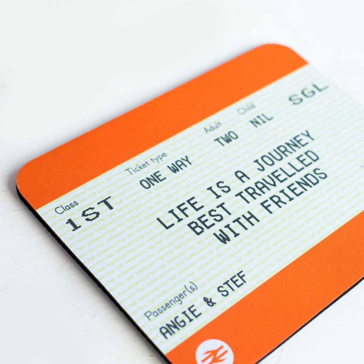 Personalised Friendship Train Ticket Mouse Mat - Of Life & Lemons®