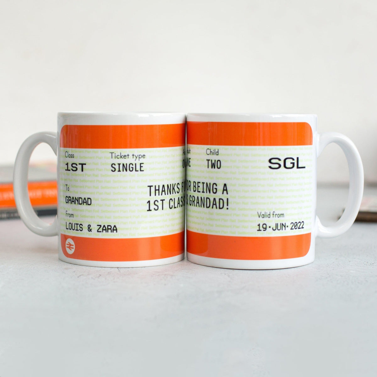 Personalised Train Ticket Mug for Grandad - Of Life & Lemons®